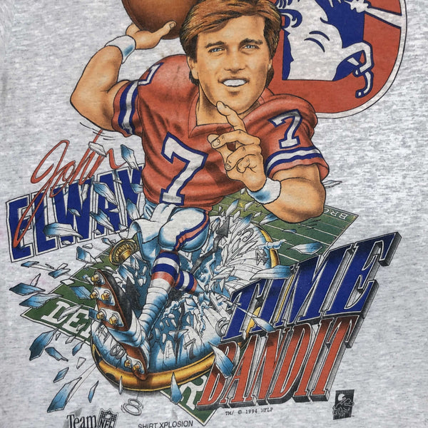 Vintage 1994 NFL Denver Broncos John Elway Shirt Xplosion Caricature T-Shirt (M)