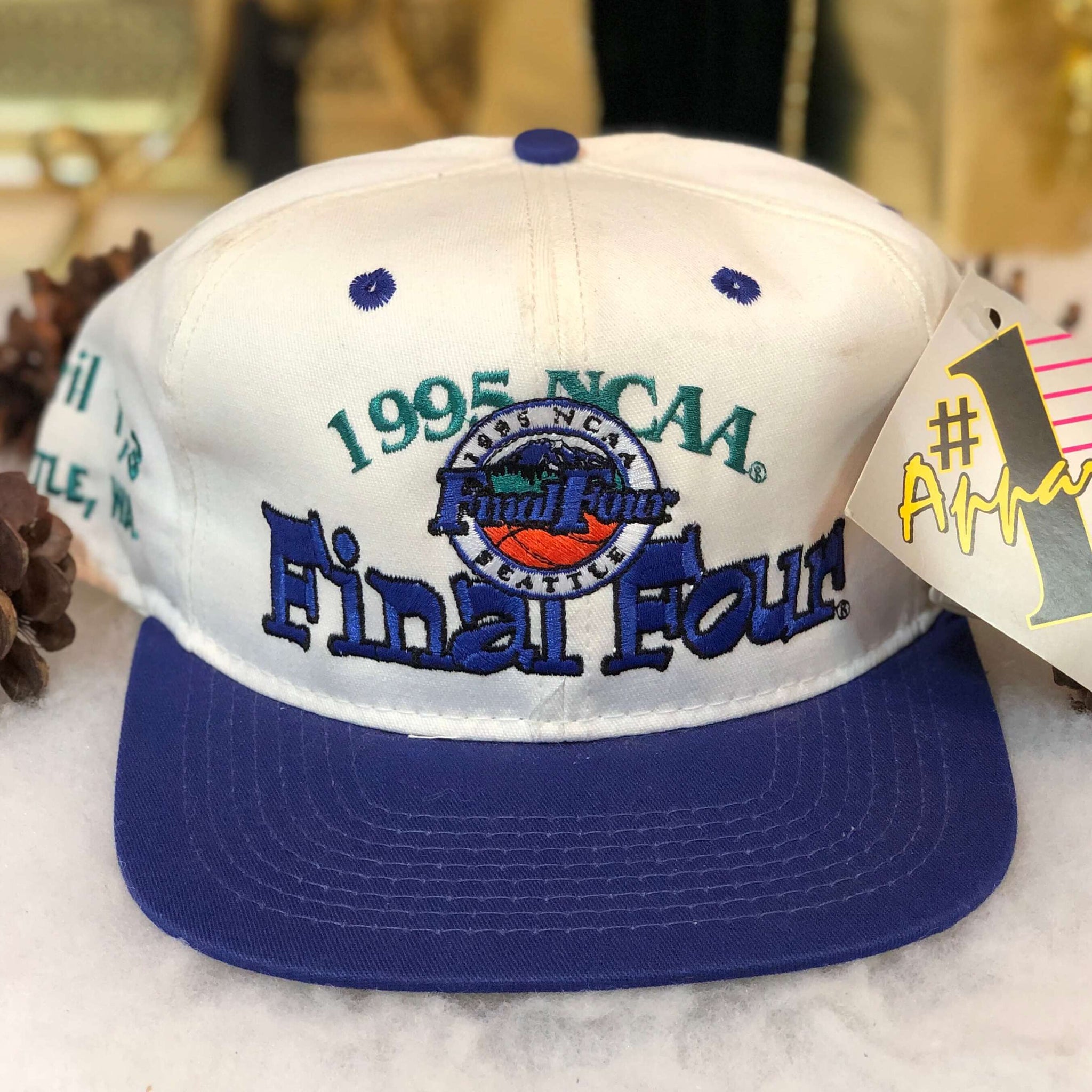 Vintage Deadstock NWT 1995 NCAA Final Four Seattle #1 Apparel Twill Snapback Hat