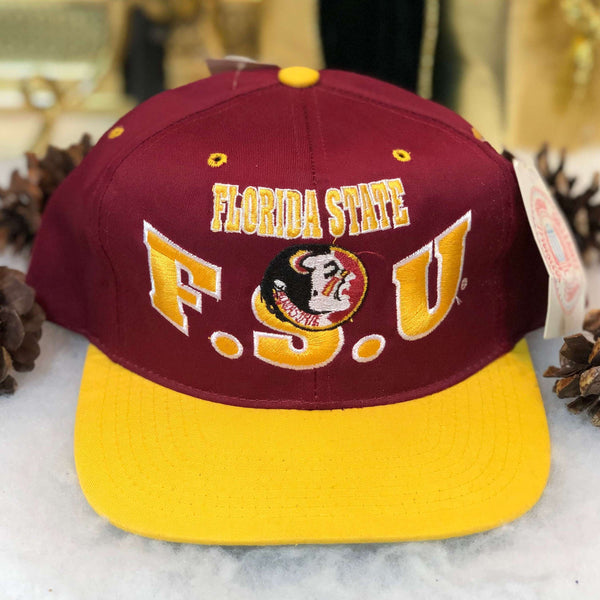 Vintage Deadstock NWT NCAA Florida State Seminoles The G Cap Smile Twill Snapback Hat