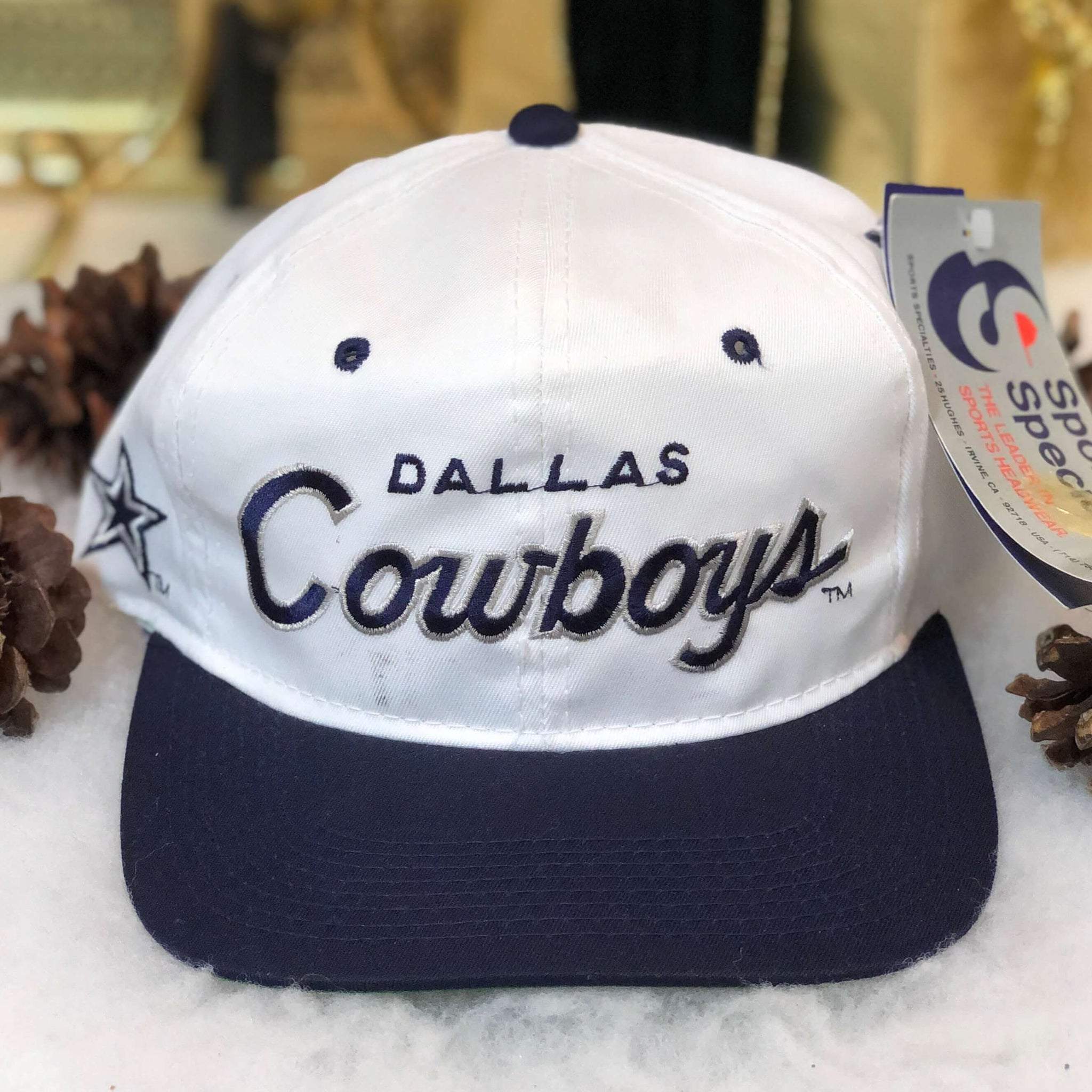 Vintage Deadstock NWT NFL Dallas Cowboys Sports Specialties Script Twill Snapback Hat