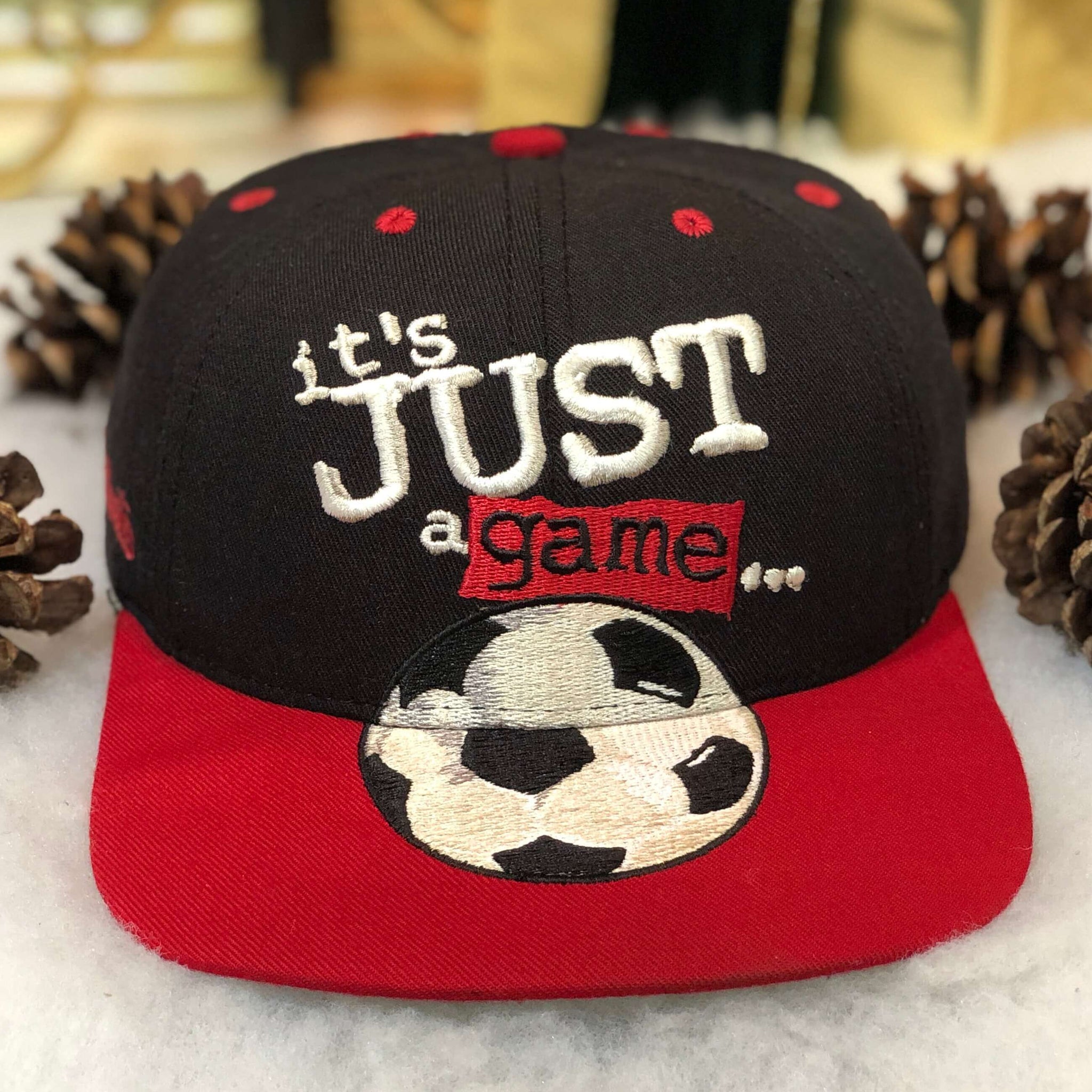Vintage Soccer "It's Just A Game...Yeah Right!" Big Ball Sports Wool Snapback Hat