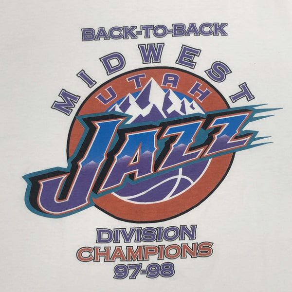 Vintage 1997-98 NBA Utah Jazz Back-to-Back Midwest Division Champions T-Shirt (XL)