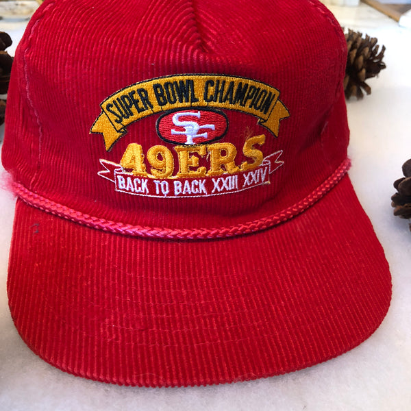 Vintage YoungAn NFL San Francisco 49ers Super Bowl Champions "Back to Back" Corduroy Strapback Hat