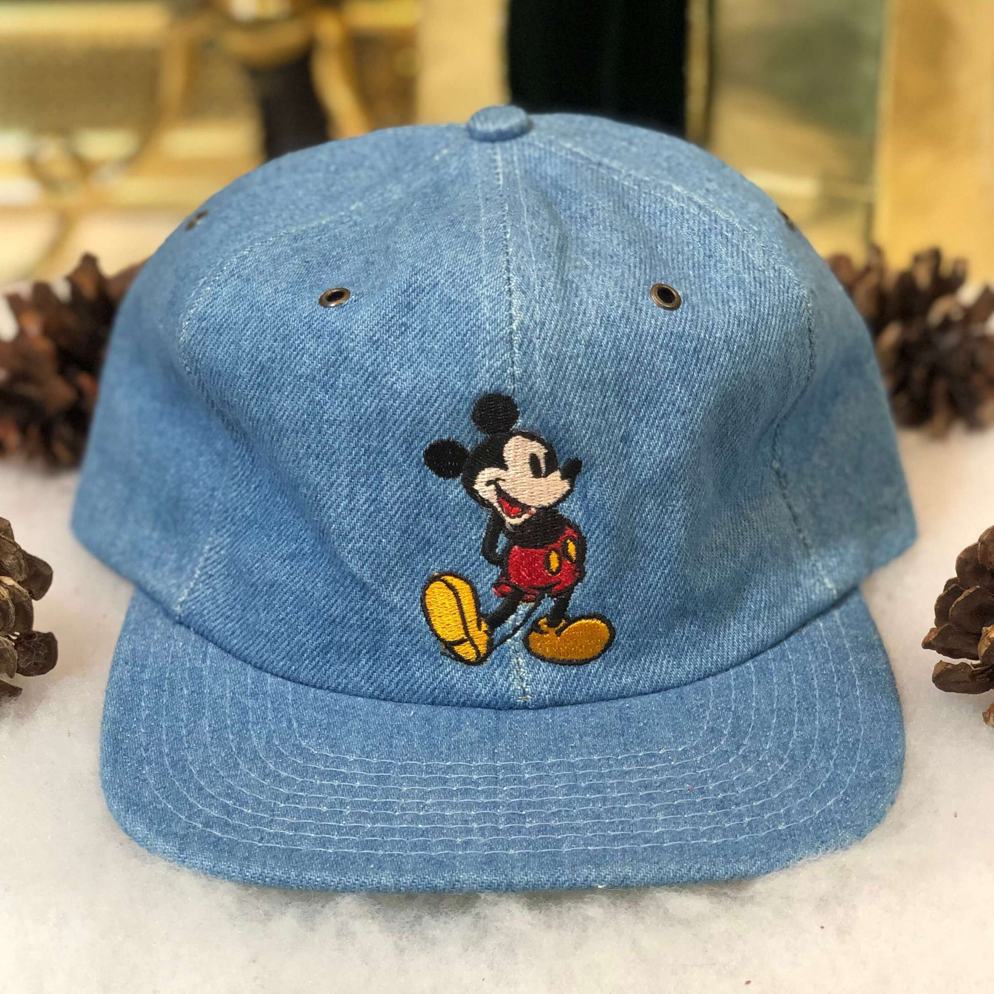 Vintage Deadstock NWOT Disney Mickey Mouse Denim Scrunchback Hat