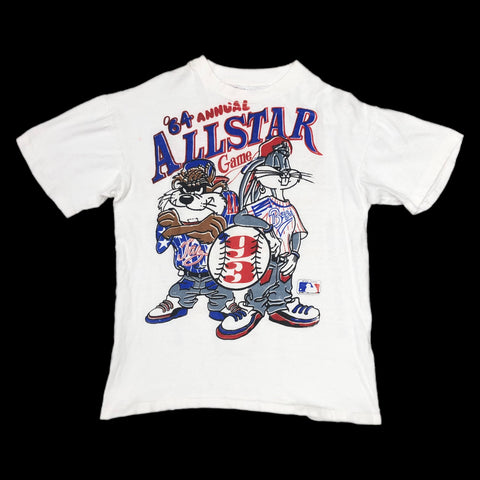 Vintage 1993 MLB All-Star Game Baltimore Looney Tunes Taz Bugs Bunny Bootleg T-Shirt (L)
