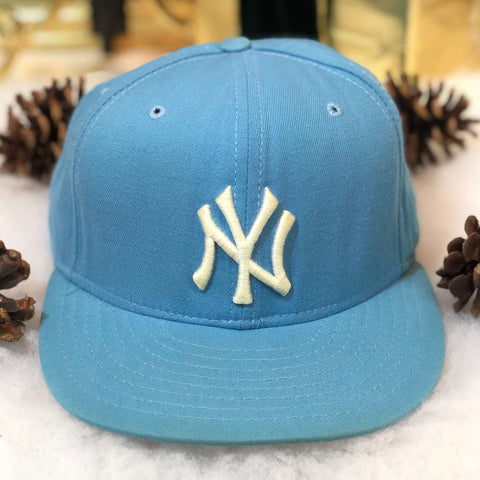 Vintage MLB New York Yankees New Era Baby Blue Wool Fitted Hat 7 1/2
