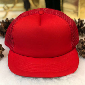 Vintage New Era Red Blank Trucker Hat