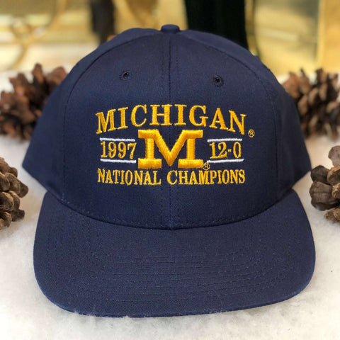 Vintage 1997 NCAA Michigan Wolverines National Football Champions 12-0 Snapback Hat