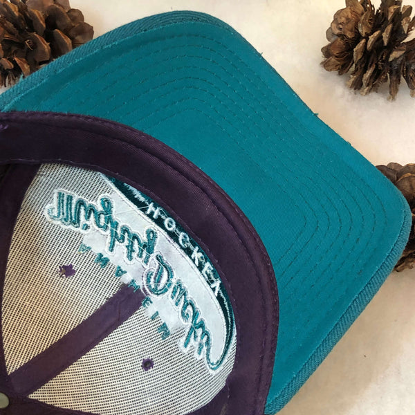 Vintage NHL Anaheim Mighty Ducks Starter Tailsweep Script Wool Snapback Hat