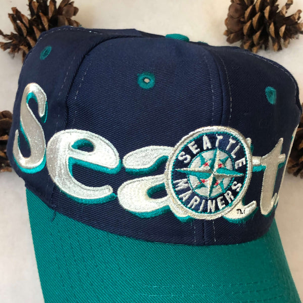 Vintage MLB Seattle Mariners Logo 7 Spellout Snapback Hat