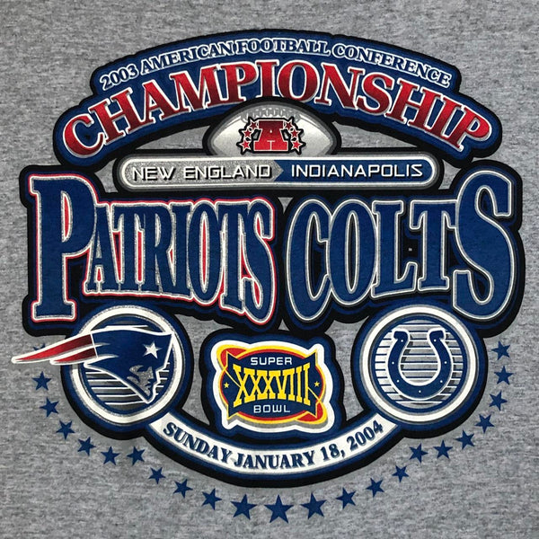 Deadstock NWOT 2003 NFL AFC Championship New England Patriots Indianapolis Colts T-Shirt (L)