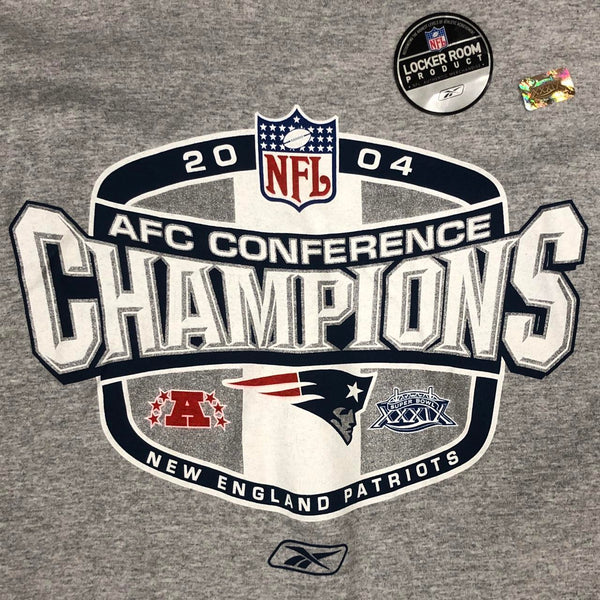 Deadstock NWOT 2004 NFL New England Patriots AFC Champions Reebok T-Shirt (L)