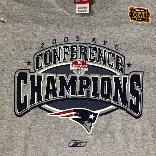 Deadstock NWOT 2003 NFL New England Patriots AFC Champions Reebok T-Shirt (XL)