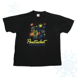 Vintage 2000 Pawtucket Rhode Island The Millennium City Fireworks T-Shirt (XL)