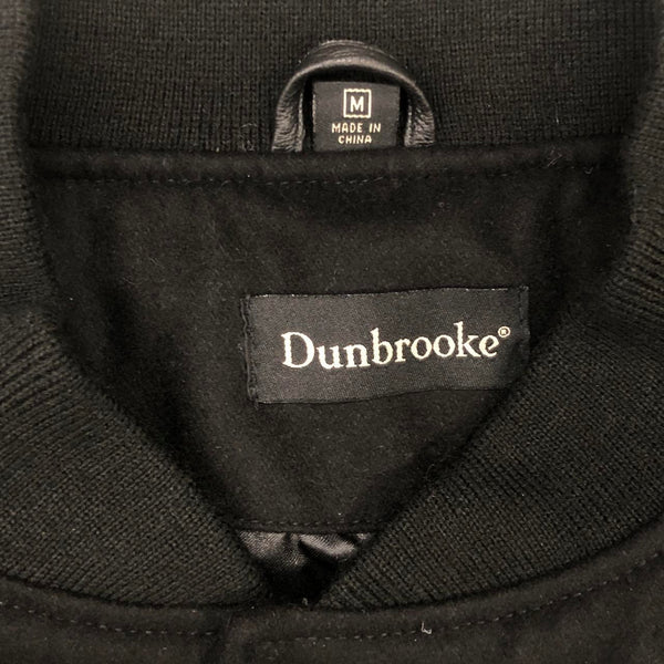 Deadstock NWT Dunbrooke Black Blank Varsity Bomber Leather Jacket (M)