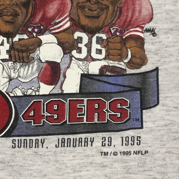 Vintage NFL Super Bowl XXIX Champions San Francisco 49ers Salem Sportswear Caricature T-Shirt (XL)