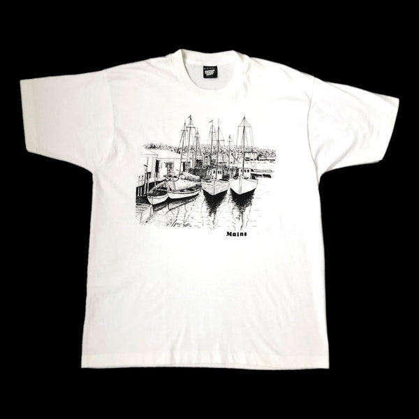 Vintage Maine Harbor Graphic T-Shirt (XL)