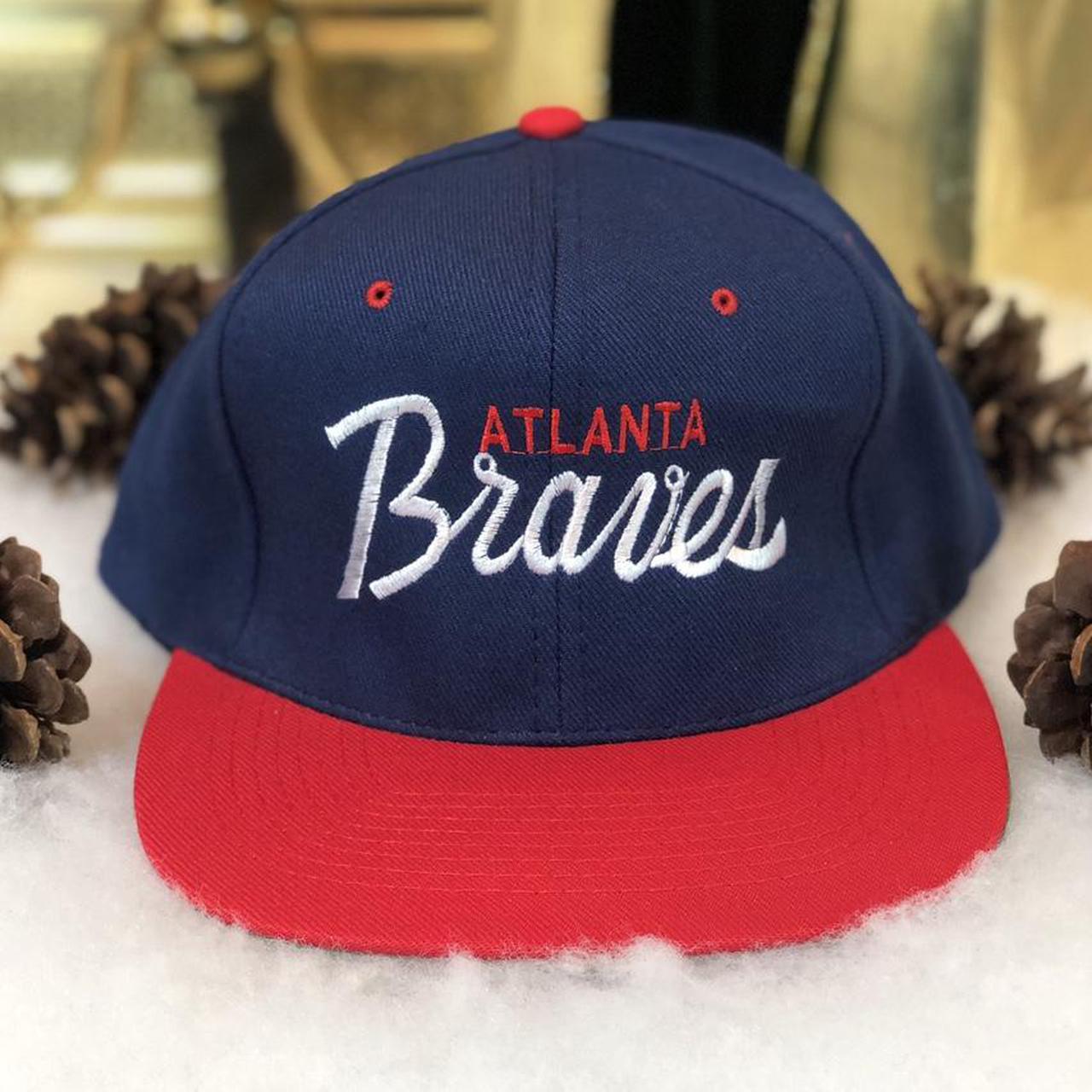 Vintage Deadstock NWOT MLB Atlanta Braves Bootleg Script Snapback Hat