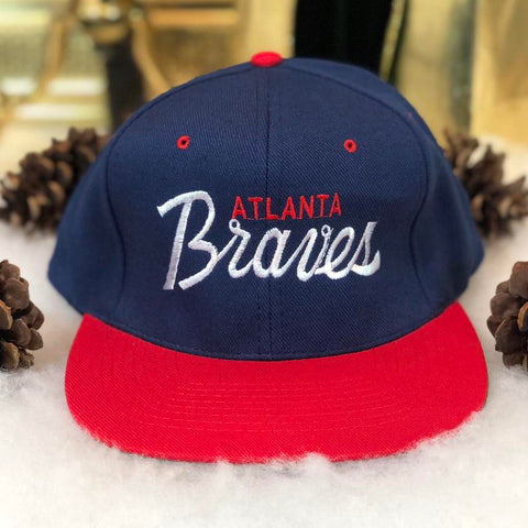 Vintage Deadstock NWOT MLB Atlanta Braves Bootleg Script Snapback Hat