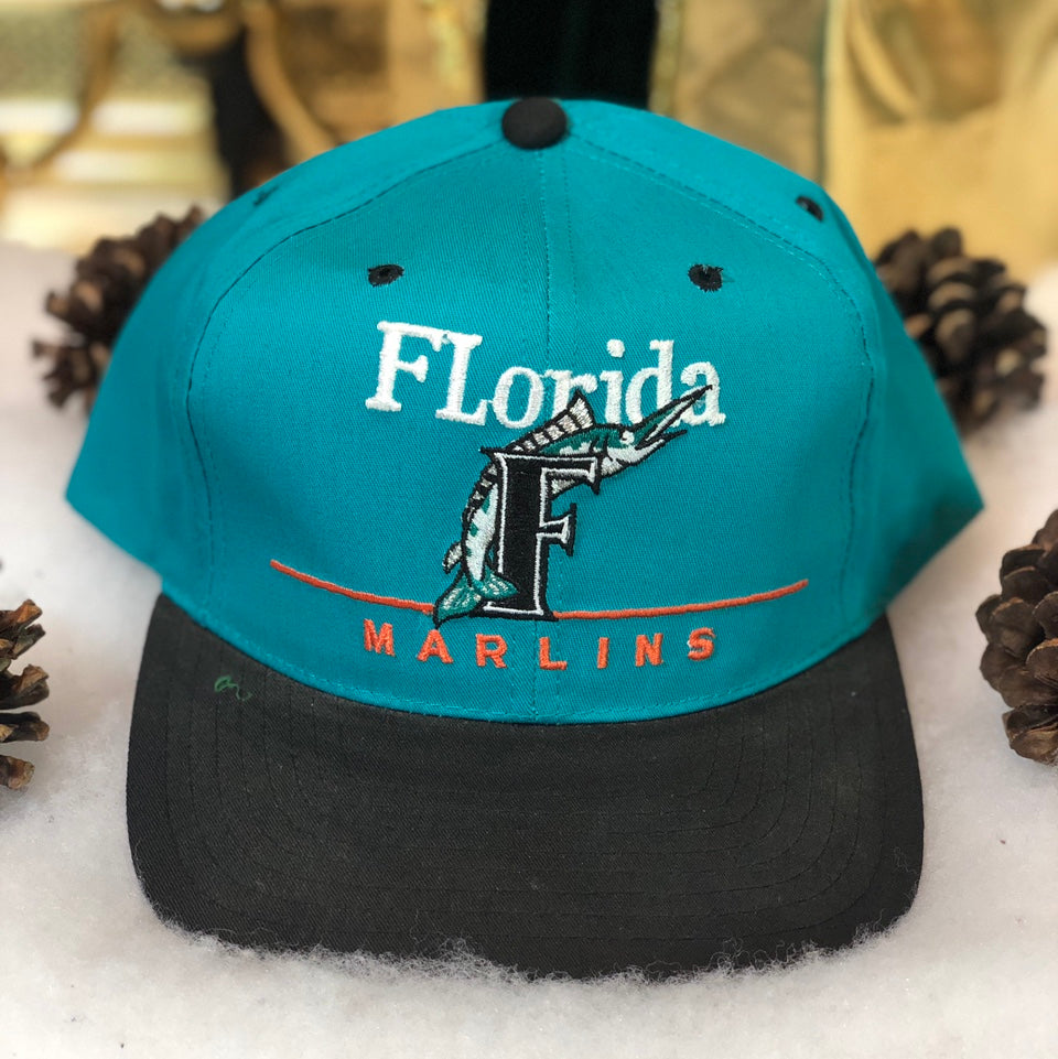 Vintage Deadstock NWOT MLB Florida Marlins Twins Enterprise Bar Line Snapback Hat