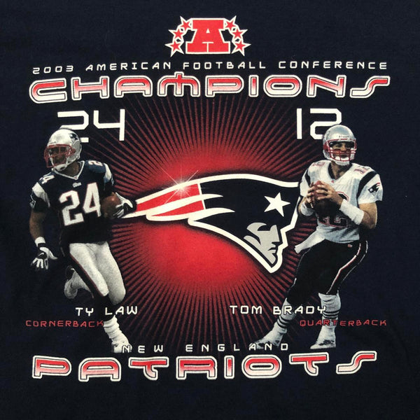 2003 NFL New England Patriots AFC Champions Ty Law Tom Brady Long Sleeve Shirt (M)