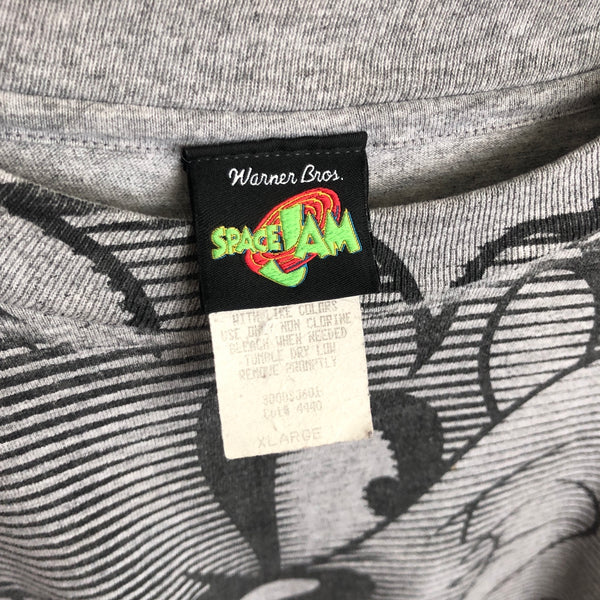 Vintage 1996 Space Jam Looney Tunes Taz Laser All Over Print T-Shirt