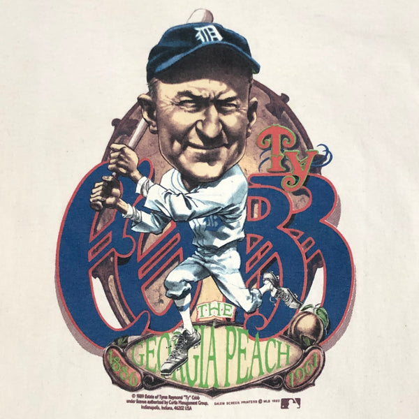 Vintage 1989 MLB Ty Cobb "The Georgia Peach" Salem Sportswear Caricature T-Shirt (L)