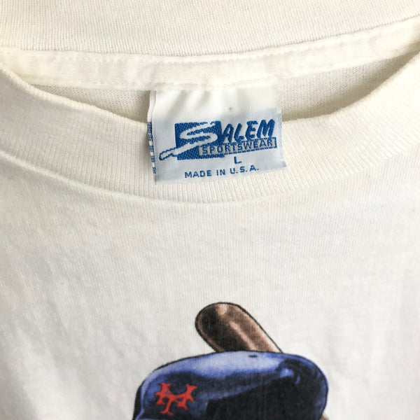 Vintage 1989 MLB New York Mets Gregg Jefferies Salem Sportswear Caricature T-Shirt (L)
