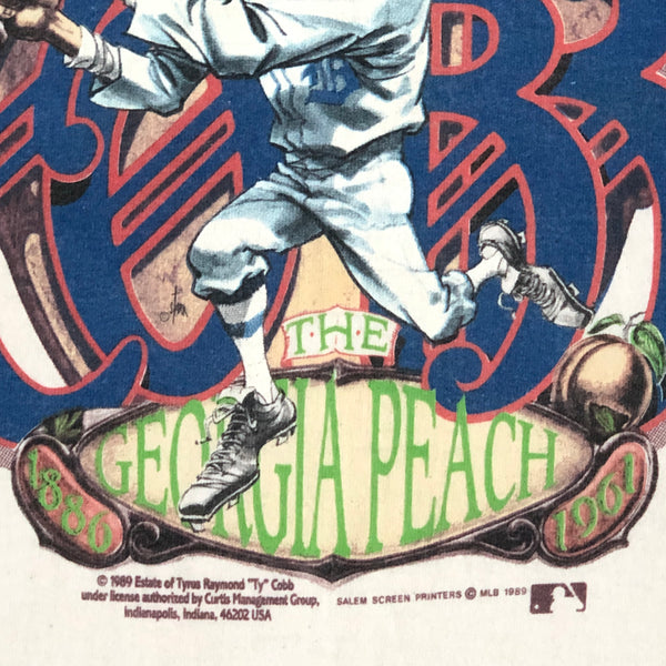 Vintage 1989 MLB Ty Cobb "The Georgia Peach" Salem Sportswear Caricature T-Shirt (L)
