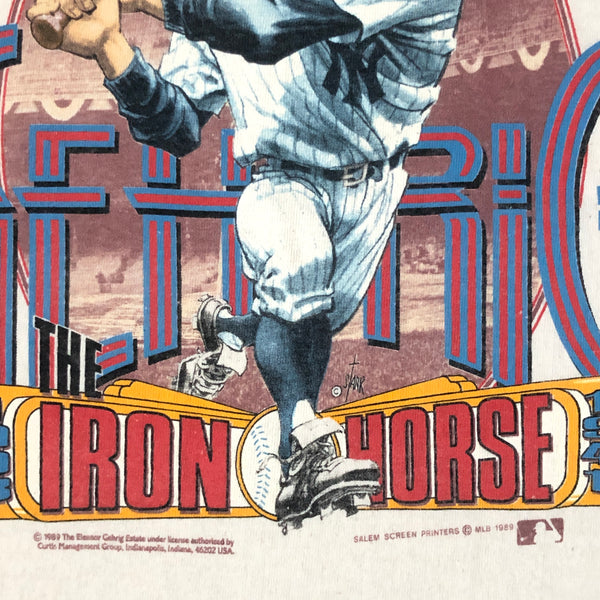 Vintage MLB Lou Gehrig "The Iron Horse" Salem Sportswear Caricature T-Shirt (L)