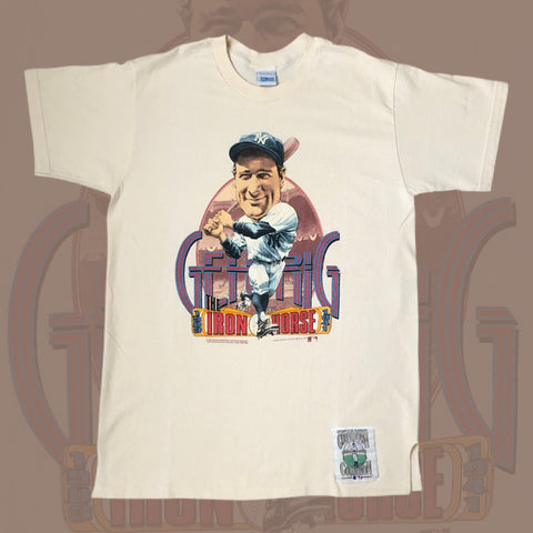 Vintage MLB Lou Gehrig "The Iron Horse" Salem Sportswear Caricature T-Shirt (L)