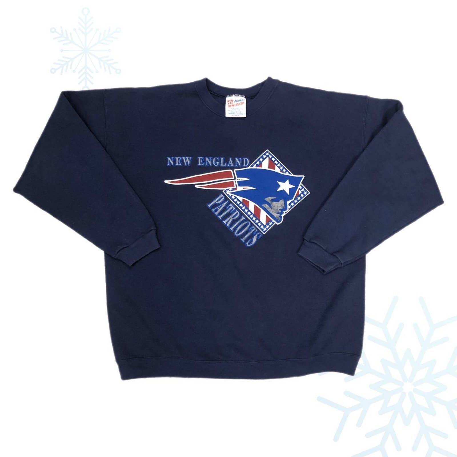 Vintage NFL New England Patriots Navy Crewneck Sweatshirt (XL)