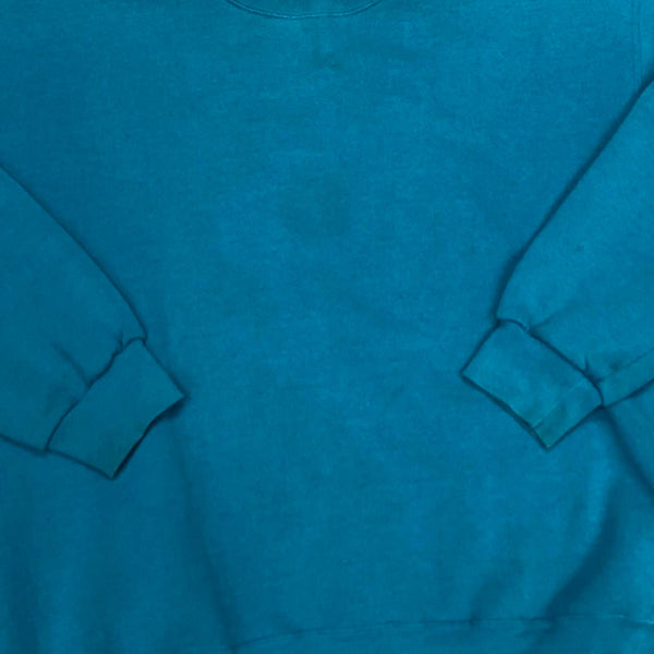 Vintage Nutmeg Mills Teal Blue Blank Crewneck Sweatshirt (XL)