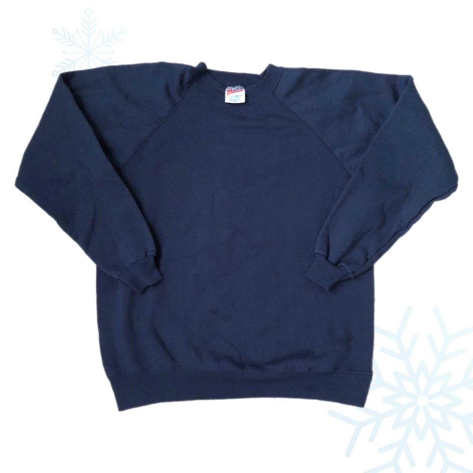 Vintage Hanes Blank Navy Crewneck Sweatshirt (L)