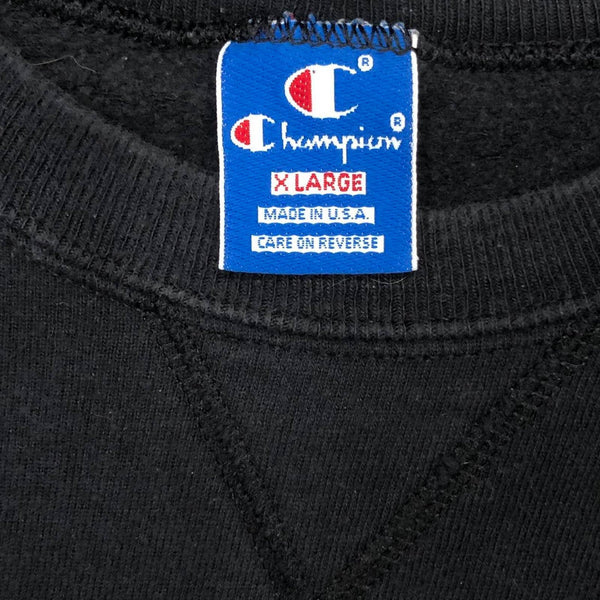Vintage Champion Black Blank Crewneck Sweatshirt (XL)