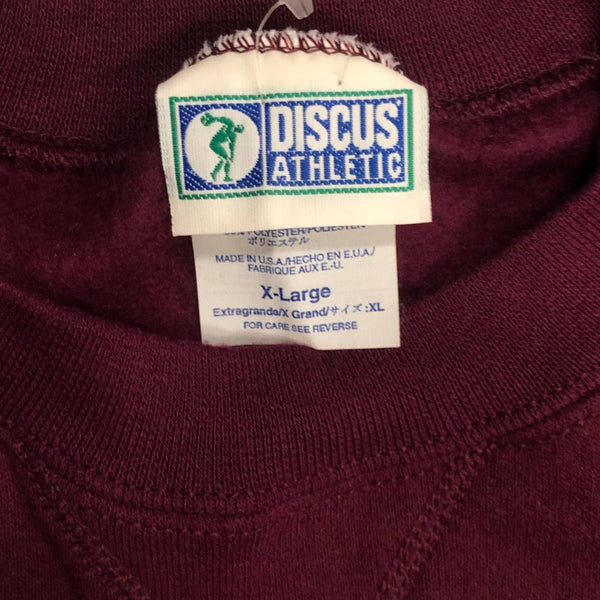 Vintage Discus Athletic Burgundy Blank Crewneck Sweatshirt (XL)