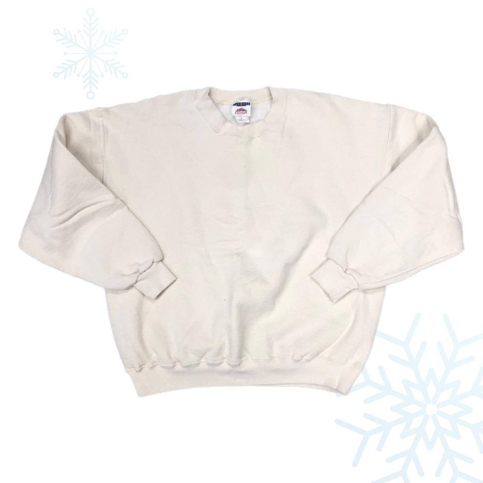 Vintage JERZEES Off-White Cream Blank Crewneck Sweatshirt (XL)