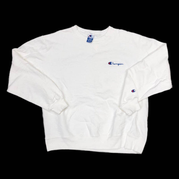 Vintage Champion White Blank Crewneck Sweatshirt (XL)
