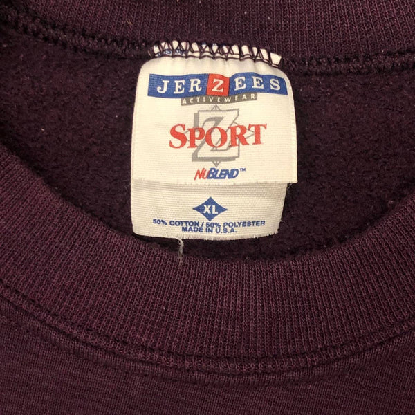 Vintage JERZEES Purple Blank Crewneck Sweatshirt (XL)