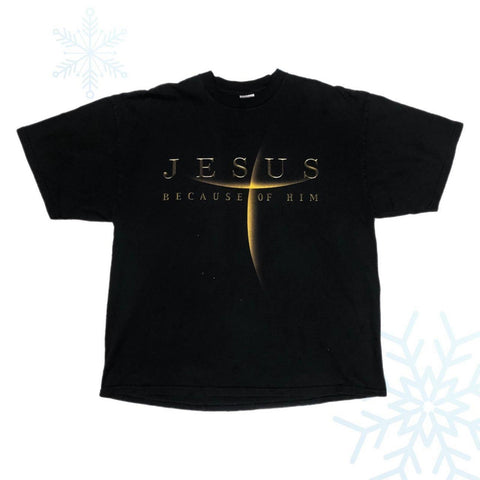 Vintage 2001 Jesus Because of Him T-Shirt (XL/XXL)
