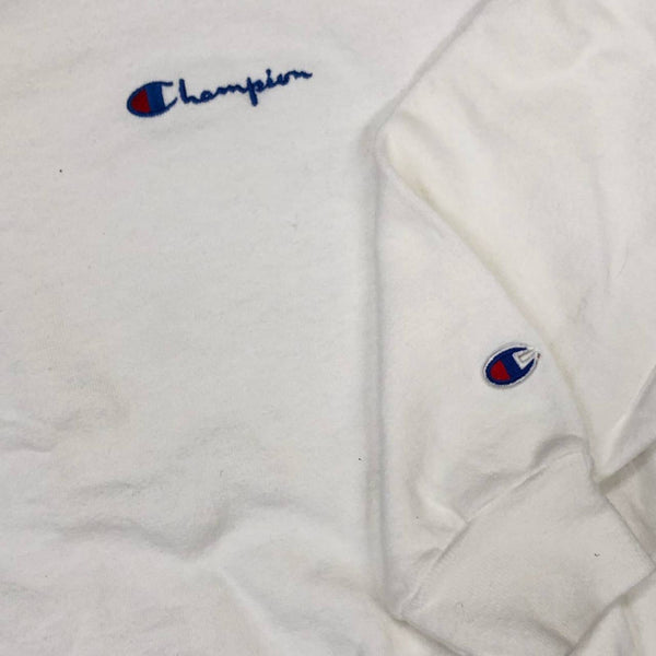 Vintage Champion White Blank Crewneck Sweatshirt (XL)